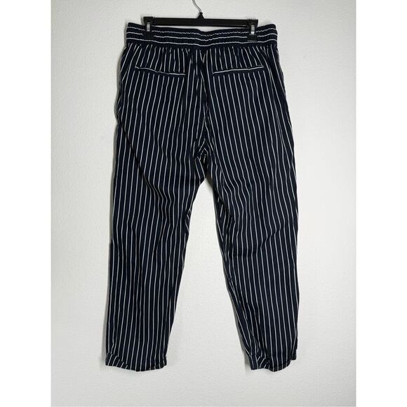 FOREVER 21 Men Navy Blue White Striped Pants Size M Drawstring - Picture 3 of 12